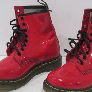 Holiday Ready Dr. Martens Red Patent Leather Boots 
Size 6